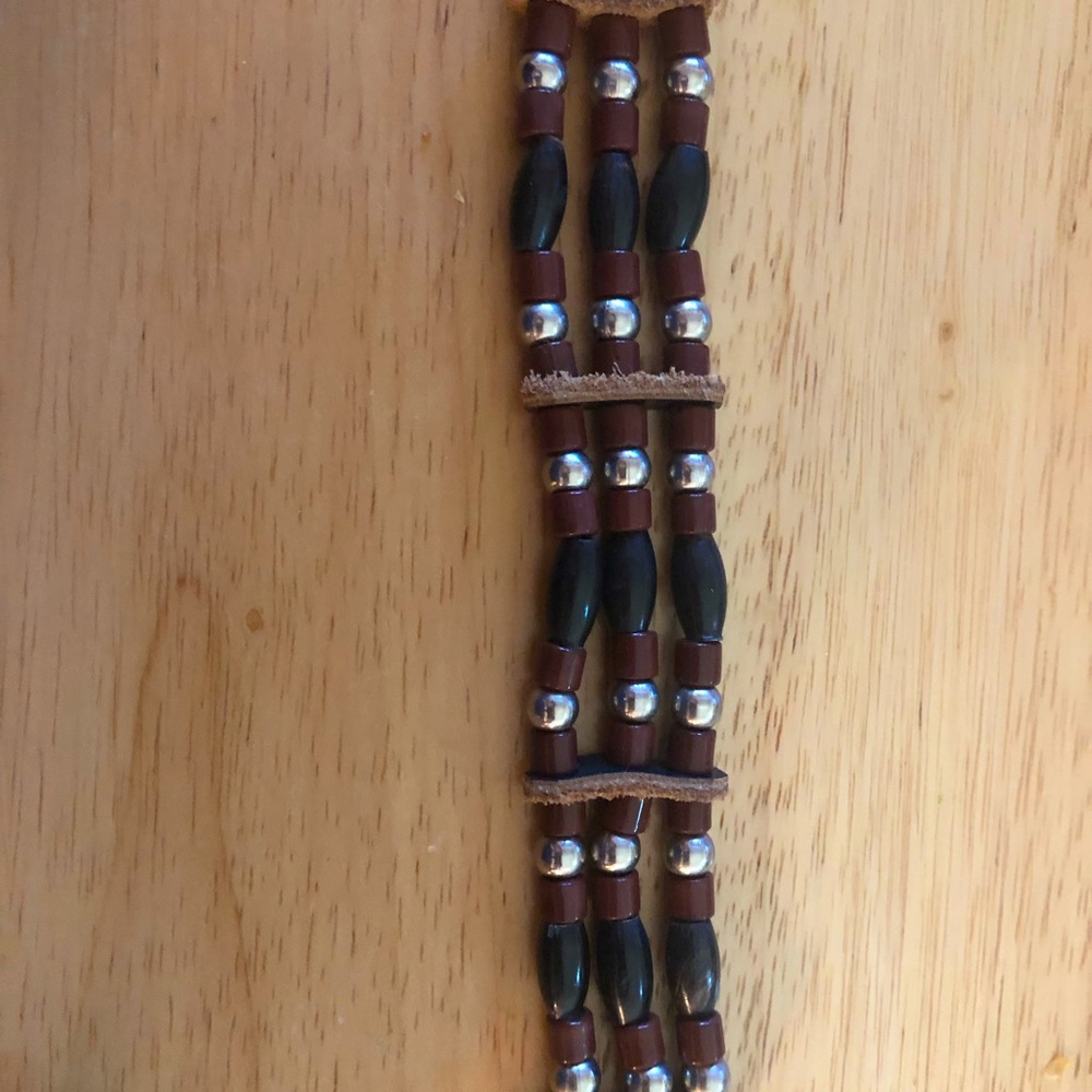 Hand crafted unisex leather and bead bracelet Vintage - Picture 4 of 5